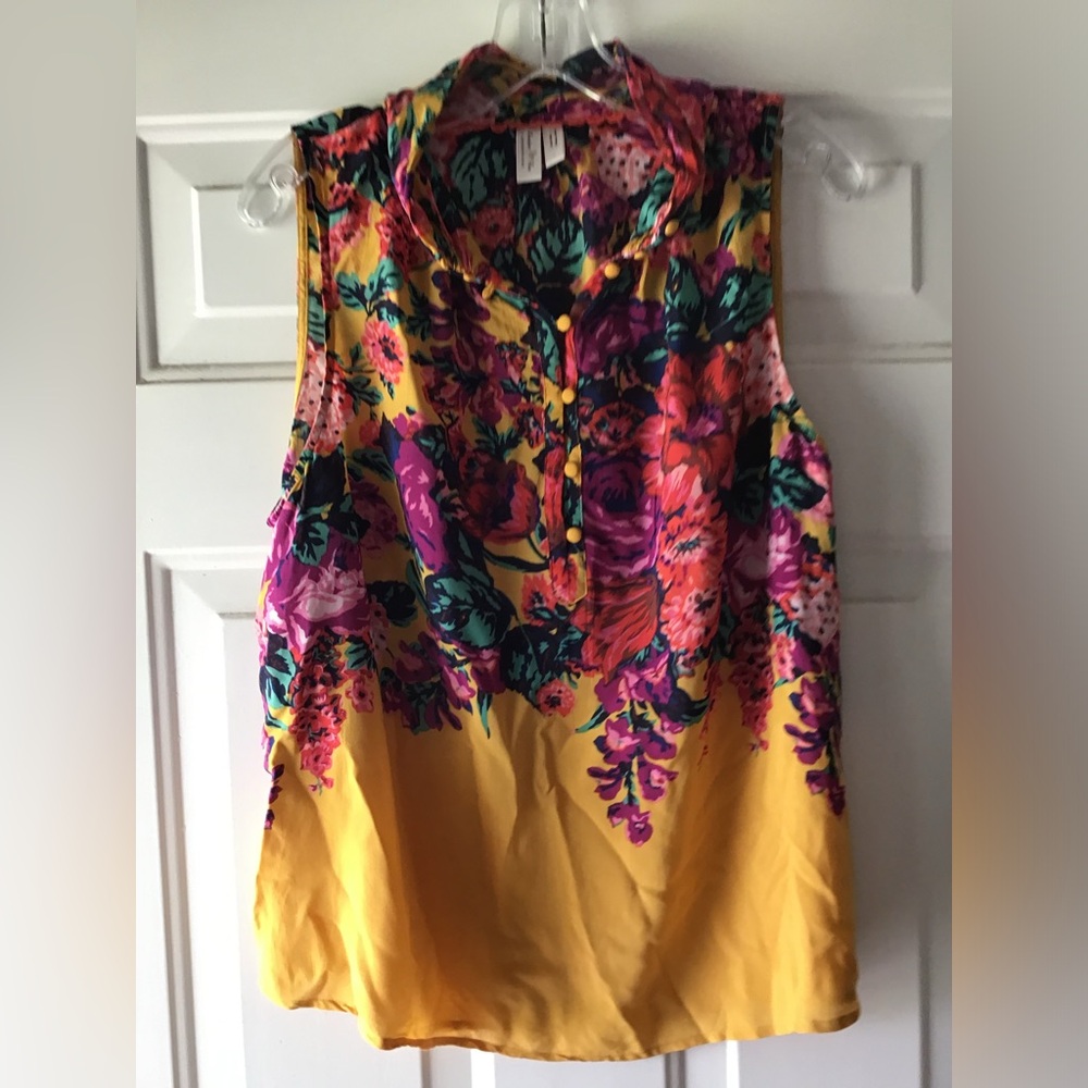 Meadow Rue by Anthropologie Floral Sleeveless Top - Size Large